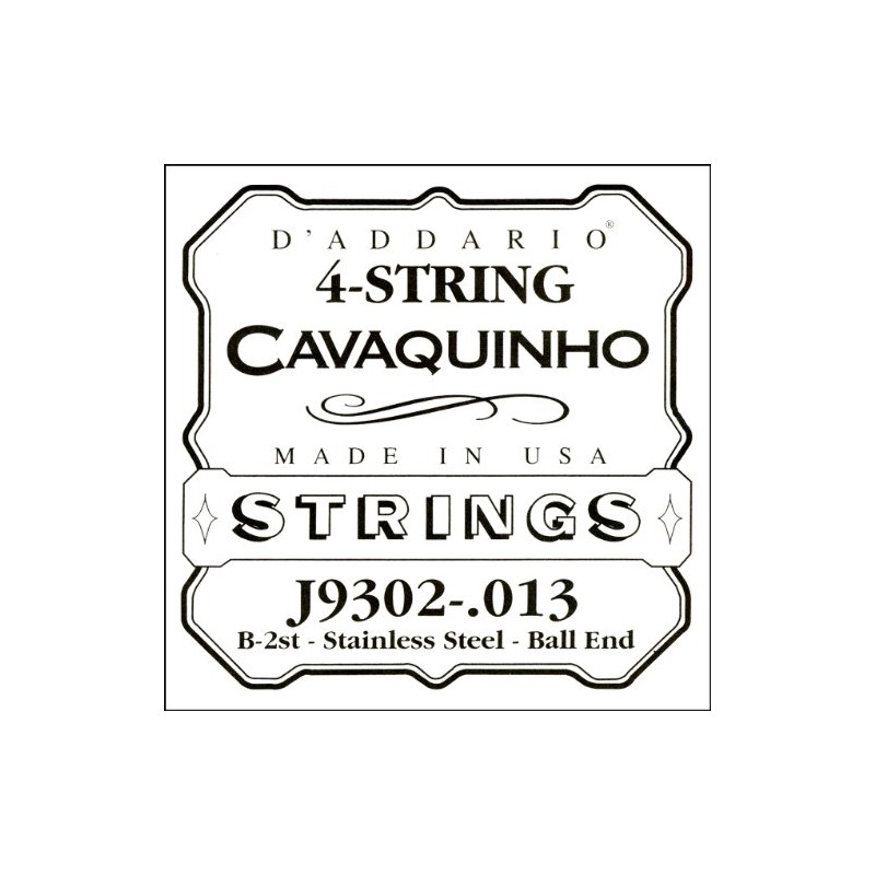 D'Addario J9302 Plain Steel Single Cavaquinho String, .013