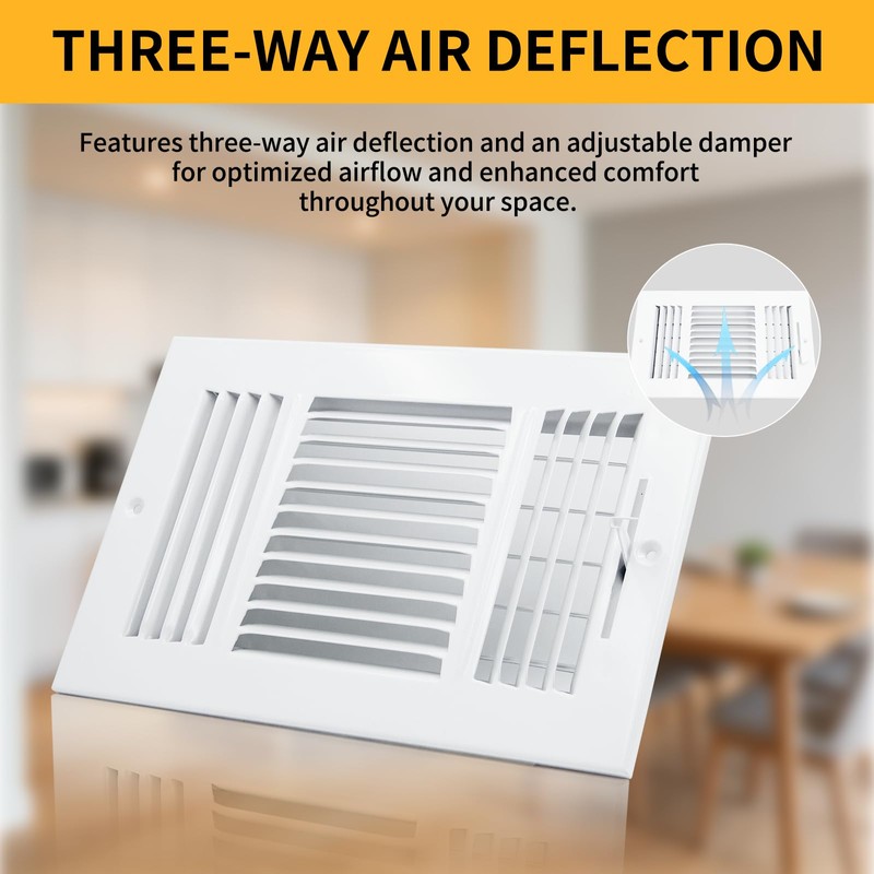 10x6 Inch(Duct Opening) FanGoFast Ceiling Register Wall Vent 3-Way Steel