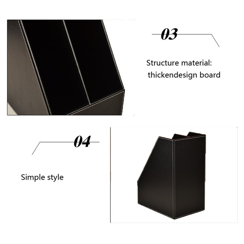 Vertical Style,Leather Magazine Holder Office Desk Organizer File Document Tray