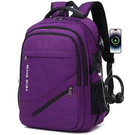 FENGDONG Mochila de viaje grande y duradera e impermeable para portátil de 17.3 pulgadas, mochila universitaria para hombres y mujeres, mochila de negocios con puerto de carga USB y puerto para