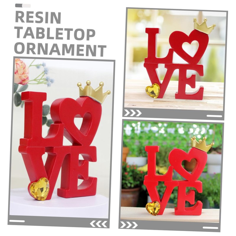 SHOWERORO Couples Sculpture Decor Wooden Valentines Day Decor Love Letter