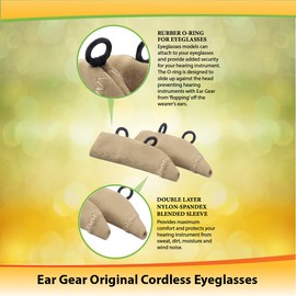 Ear Gear Original Cordless Eyeglasses – Protect Hearing Aids or Hearing Amplifiers from Dirt, Sweat, Moisture, Wind – Fits Hearing Instruments 1.25” to 2”