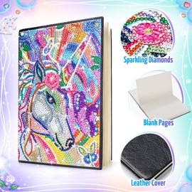 Unicorn Gifts for Girls 5 7 8 9 Year Old, Craft Kits for Kids Age 6 8 10 12 Diamond Painting Kit Unicorns Notebook Toys for 7-11 Year Olds Girls Birthday Gifts Gem Arts and Crafts for Kids Stationary