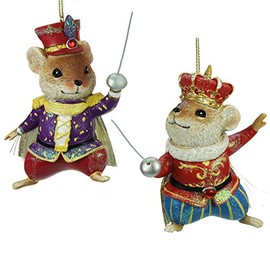 Set of 2 Nutcracker Mice Christmas Decorations (10cm)