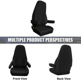 SAPUBK Custom-Fit Front Seat Covers with Back Pocket Replace for 2014-2025 Freightliner Cascadia 33" High Back, Premium Leather with Back Composite Soft Foam Lining Seat Cover (Black)