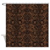 CafePress DAMASK2 Black Marble & Brown Wood (Decorative Fabric Shower