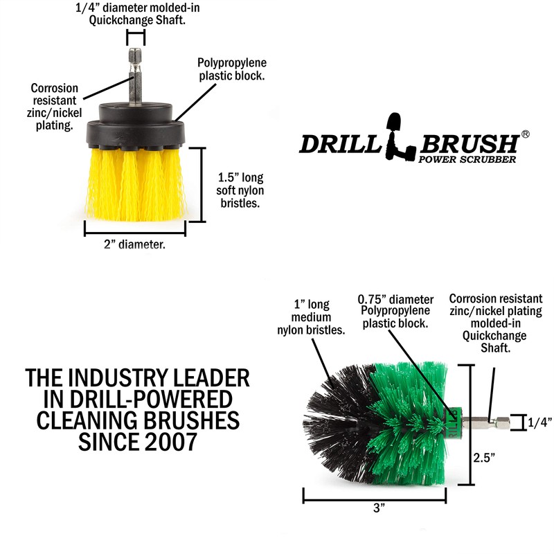 Drill Powered Tub, Sink, Porcelain, Tile and Grout Brush Small