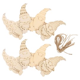 Wood Planks 40pcs Wooden Christmas Gnome Ornaments Embellishments Wood Hanging Gnome Tags Elf Wooden Decoration with Rope for Xmas Tree Gnome Wooden Cutout