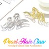 Zoestar 2 Pcs Pearl Hair Claw Clamp Metal Non-Slip Fashion