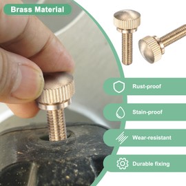 M METERXITY 4-Pack Knurled Thumb Screws, M6x20mm Solid Brass Round Head Knobs Bolts with Shoulder Grip Fasteners for Eye Glass Screws/PC Computer, Thumbscrew Threaded Knurled Tip