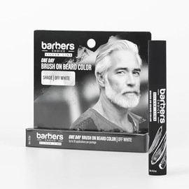 Barbers Choice Silver Line, Facial Hair Brush on Temporary Color for Silver Fox Men- Instantly Brighten White Beards, Mustache & Sideburns, Less Yellow, Easy Application, Off-White