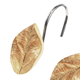 Fall Leaf Shower Curtain Hooks: Decorative Hooks for Floral Leaves Tropical Plant Botanical Autumn Flower Tree Themed Shower Curtain - Farmhouse Boho Shower Curtain Rings for Bathroom