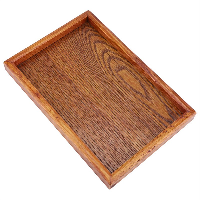 Rectangular Wooden Tea Container Serving Table Plate Snack Food Storage