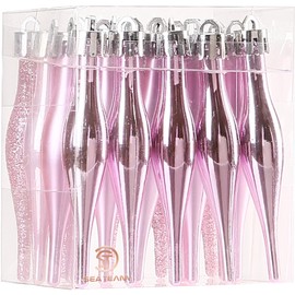 Sea Team 20-Pack Christmas Droplet Ornaments with Strings, 85mm/3.35" Baubles, Shatterproof Plastic Christmas Bulbs, Hanging Decorations for Xmas Tree, Holiday, Wedding, Party, Pink