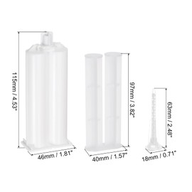 uxcell 2Pcs Epoxy Gun Adhesive Cartridge, Plastic Resin Mixer Dual Glue Cartridge with Push Rod and Mixing Tube for 50ml/1.7oz 1:1 AB Glue Adhesive Gun