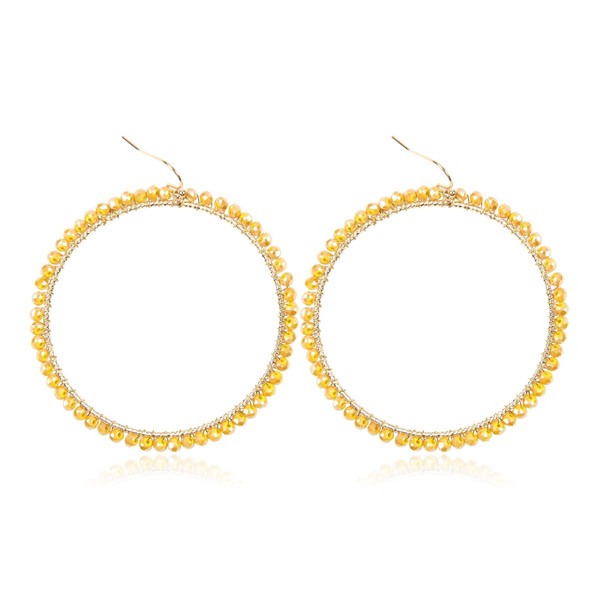 Bohemian Beaded Statement Earrings - Lightweight Sparkly Crystal Geometric Round