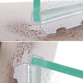 Jgeuyer Frameless Shower Door Seal Strip 4 Pack x 39 Inch H for 3/8" Thick Glass Shower Door Side Seal Strip Bottom Seal Door Sweep, Ultra Clear Polycarbonate Stop Shower Leaks Create A Water Barrier
