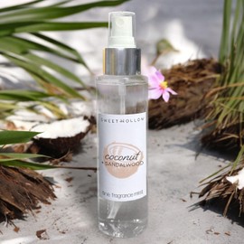 SweetHollow Coconut + Sandalwood Fine Fragrance Mist, Beach Inspired Tropical Scented Perfume Body Spray with Clean Ingredients, Infused with Essential Oil