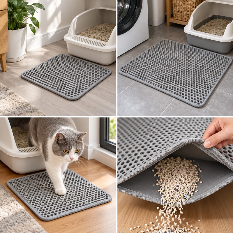Double-Layer Cat Litter Mat for Indoor Cats – Waterproof Non-Slip