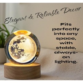 3D Moon Crystal Ball Night Light, Stunning Moon Design, Elegant Decorative Lamp for Kids, Teens, and Space Lovers, Perfect for Bedroom, Desk or Gift Use