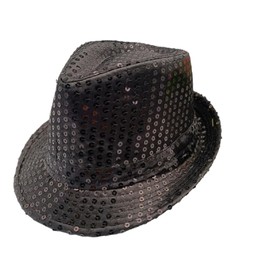 LKQBBSZ Western Sequin Fedora Hat Bling Dance Hats Shining Sequin Hat for Kids (US, Age, 3 Years, 12 Years, Black)