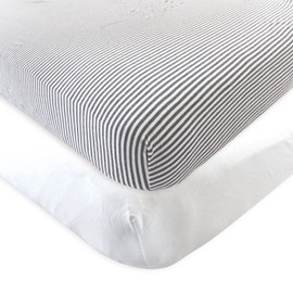 Touched by Nature Baby Organic Cotton Crib Sheet, White Heather Charcoal