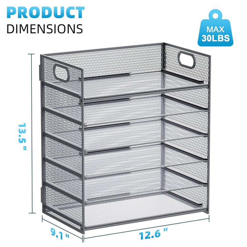 Marbrasse 6 Tier Paper Organizer Letter Tray - Mesh Desk