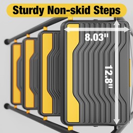 Urackify 4 Step Ladder, Heavy-Duty 800lb Capacity, Wide Anti-Slip Steps & Secure Handrail Compact, Folding Step Stool Portable Design for Home, Kitchen, Office, Pantry, Closet Use, Black