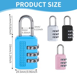 Luggage Locks 4 Pcs Combination Padlocks Suitcase Locks Alloy Body Small Code Lock 3 Digit Security Padlock for Suitcases, Baggage, Backpacks, Briefcases, Small Locker Lock for Gym, School