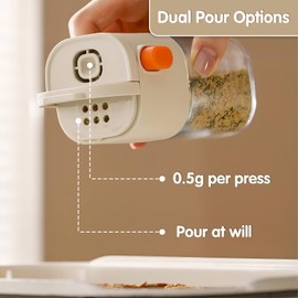 Salt Shaker 2 in 1 Measuring Salt Pot with 0.5g Precise Portion Control 180ml Salt Cellar Salt and Pepper Shakers Salt Control and Seasoning Bottle with Dual Pour Options for Low Sodium Cooking BBQ