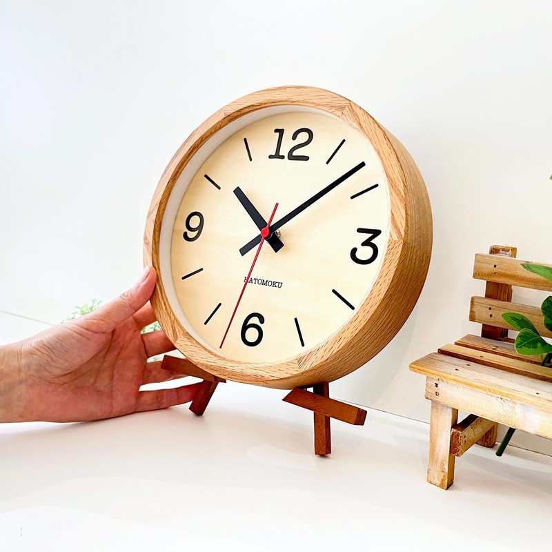 KATOMOKU Muku Clock 20 Oak Wall Clock, Continuous Second Hand,
