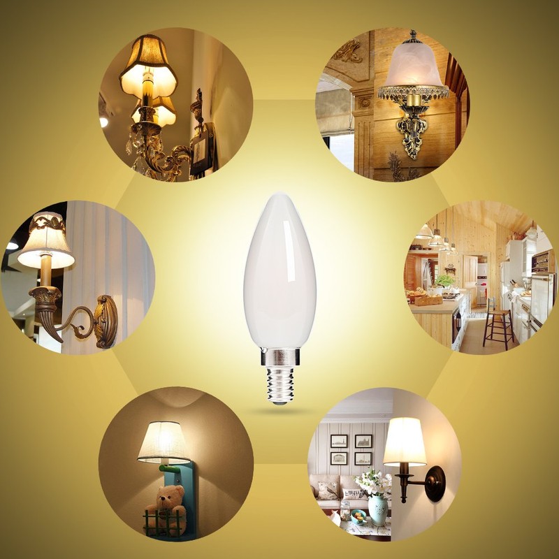 HOLA LED Candelabra Bulb, 40W Equivalent LED Chandelier Bulb, Dimmable