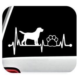 Lab Labrador Retriever Heartbeat Paw Lifeline Decal Sticker for Car Window 8 Inch BG 135