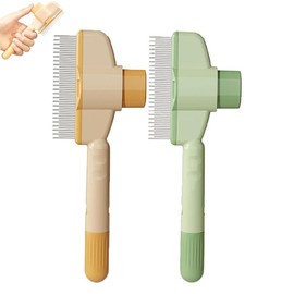 Self-Cleaning Pet Flea Comb Grooming Brush, 2 Piece Pet Flea Comb Grooming Brush Set, Pet Hair Removal Tool, Self-Cleaning Pet Hair Removal Comb Flea Comb