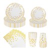 CEILIWEN 100PCS White and Gold Party Tableware Set, White and