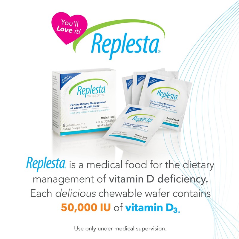 Replesta 50,000 IU Vitamin D3 Cholecalciferol, for Vitamin D Deficiency,