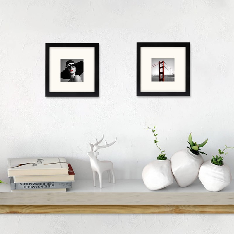 Black 8x8 (20x20 cm) Photo Frames Display 4x4 Pictures -
