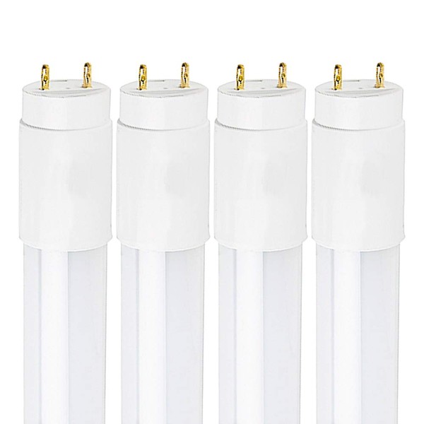 Luxrite 4FT LED Tube Light, T8, 18W (32W Equivalent), 3000K Soft White, 2000 Lumens, Fluorescent Light Tube Replacement, Direct or Ballast Bypass, DLC and ETL Listed (4 Pack)