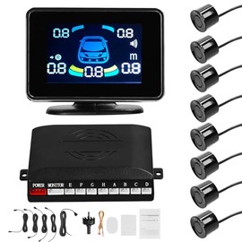 FENTERXY Sensor de aparcamiento para coche de radares de marcha atrás Soporte delantero y trasero Advertencia de sonidozumbadorsilencio con 8...      