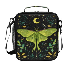 ALAZA Moth Butterfly Girls Lunch Box Insulated Bag Lunchbox Cooler Meal Prep Tote with Shoulder Strap for Kids