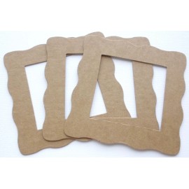 Unbranded {4} *WAVY SQUARE FRAME* Picture Frames Bare Chipboard Die Cuts - 4 1/8" x 4 1/4"