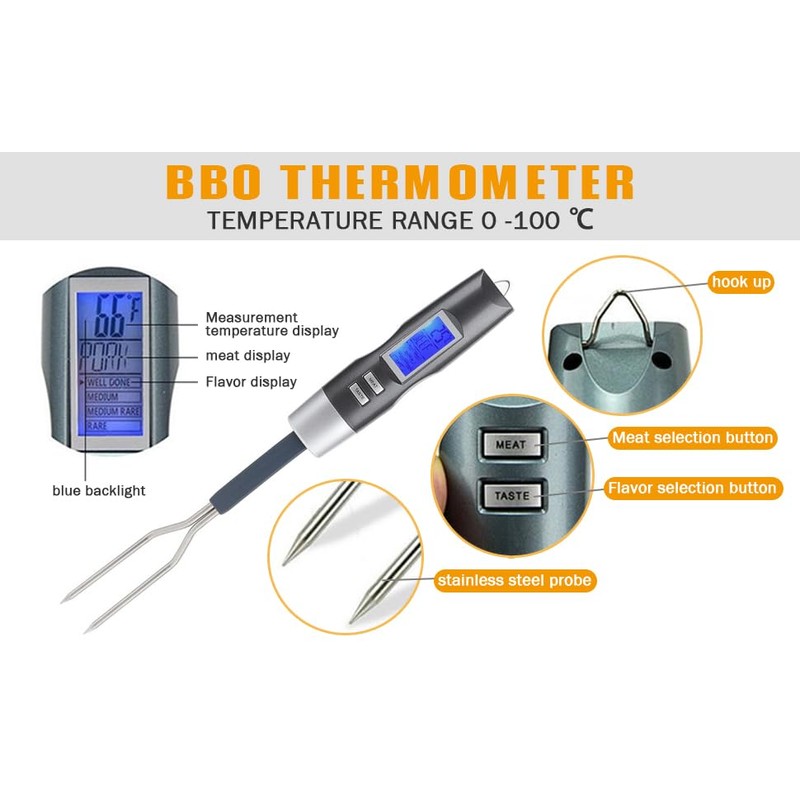 ZPSHYD Digital Meat Thermometer Fork Grill BBQ,LCD Display Digital Thermometer