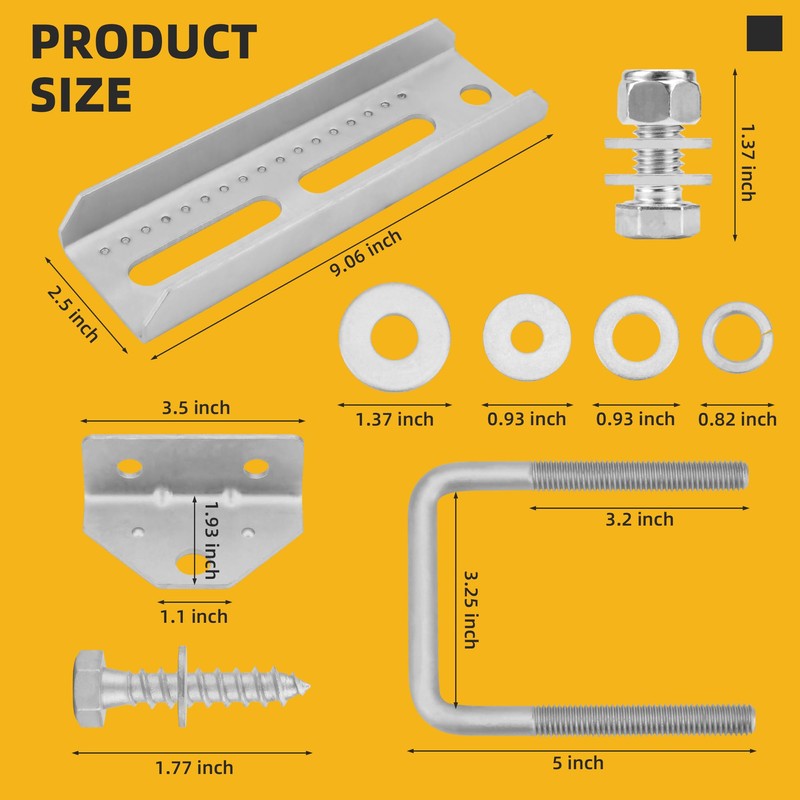 4 PCS 8" Boat Trailer Bunk Brackets, Galvanized Swivel Top,