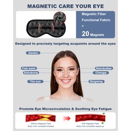 Sleep Eye Mask for Men Women, Self-Heating Eye Mask with 20 Built-in Magnets, Side Sleeper Light Blocking with Adjustable Elastic Strap, Soft Breathable Eye Cover for Travel Warm Eye Mask (Regular)