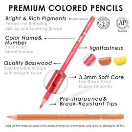 KALOUR Professional Colored Pencils,Set of 240 Colors,Artists Soft Core with Vibrant Color,Ideal for Drawing Sketching Shading,Coloring Pencils for Adults Artists Beginners
