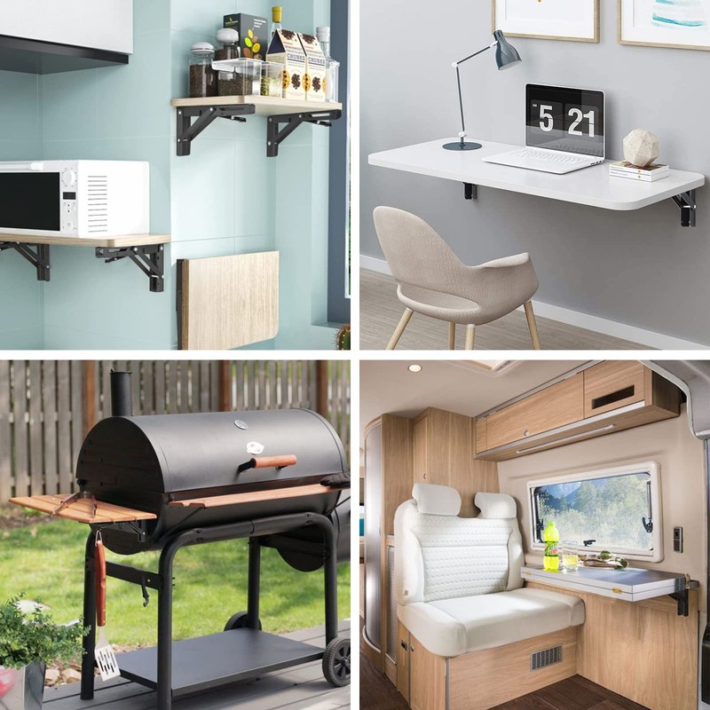 YUMORE Folding Shelf Brackets, 10 Inch Heavy Duty Collapsible Shelf