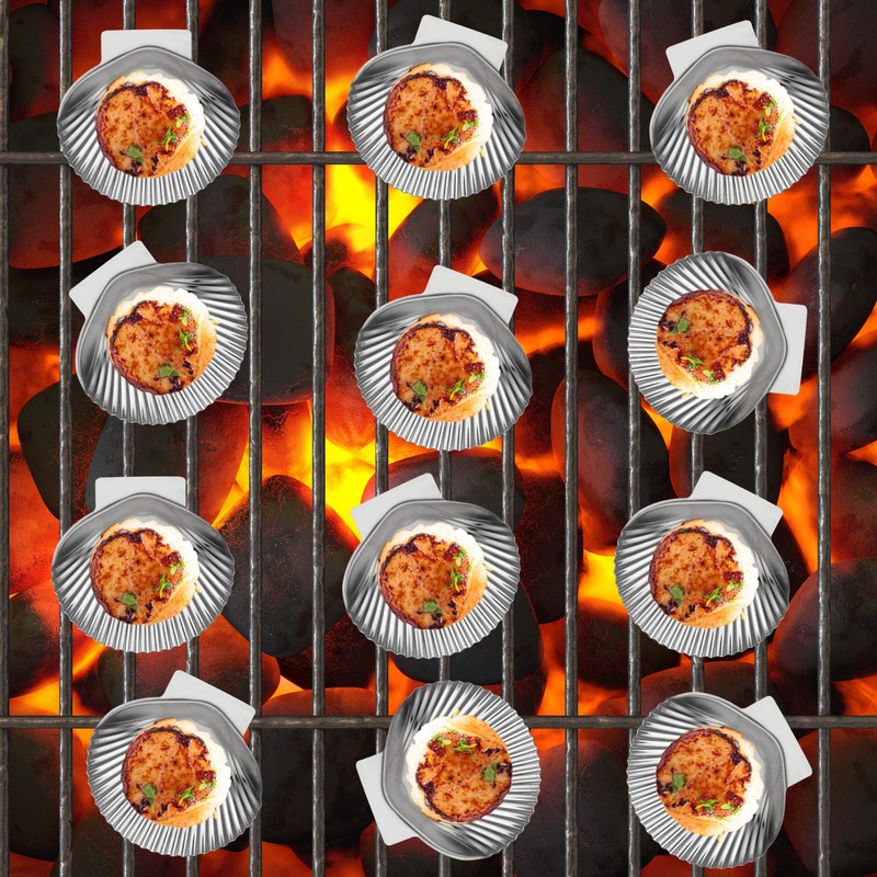 Outset 76494 All Purpose Grillable Stainless Steel Sea Shells, Set