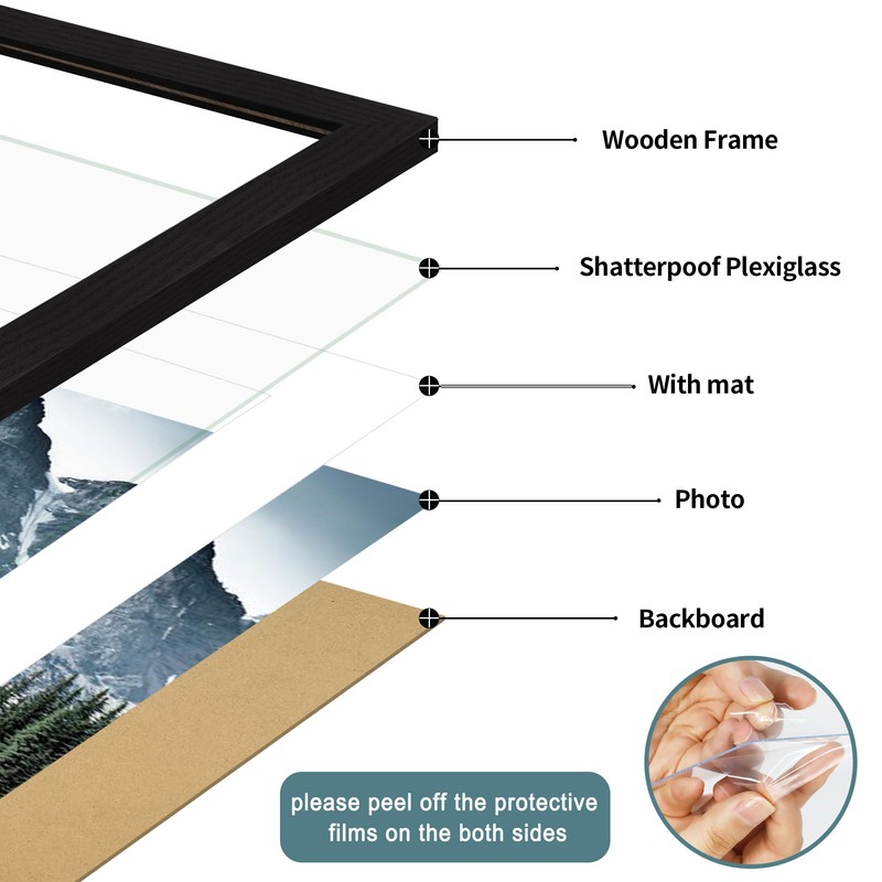 iRahmen 24x36 Poster Frame Set of 2 with Plexiglass, Black