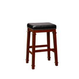 Linon Kennedy Backless PU bar Stool, Dark Cherry