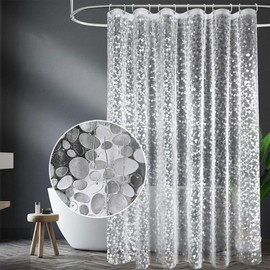 Shower Curtains EVA Mould Resistant Waterproof Heavy Duty Bathroom Curtains Weighted Hem Bathroom Curtains Cobblestone 54"x72"xGellmall